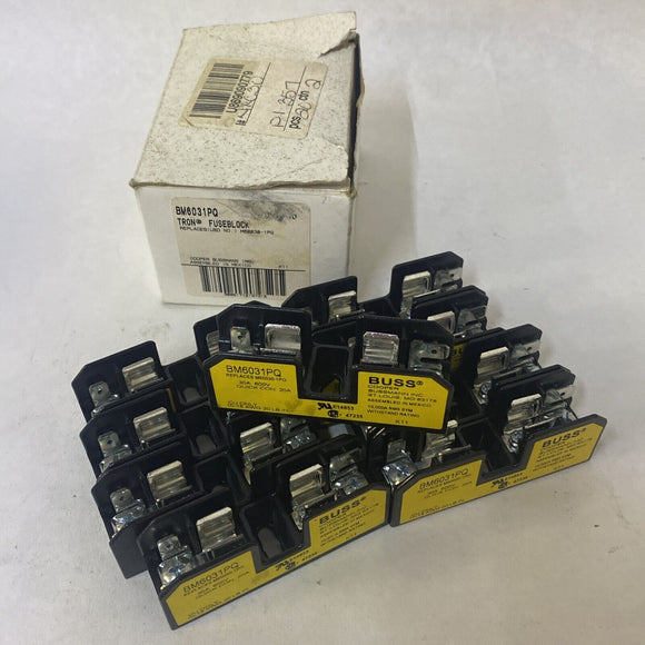 (Box Of 9) Bussmann BM6031PQ Tron Buss Fuse Blocks 30A 600V 10-18 AWG