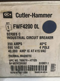 Cutler hammer FWF4200 0L Series C FW 40k 200 Amp 4-Pole Circuit Breaker 690 VAC