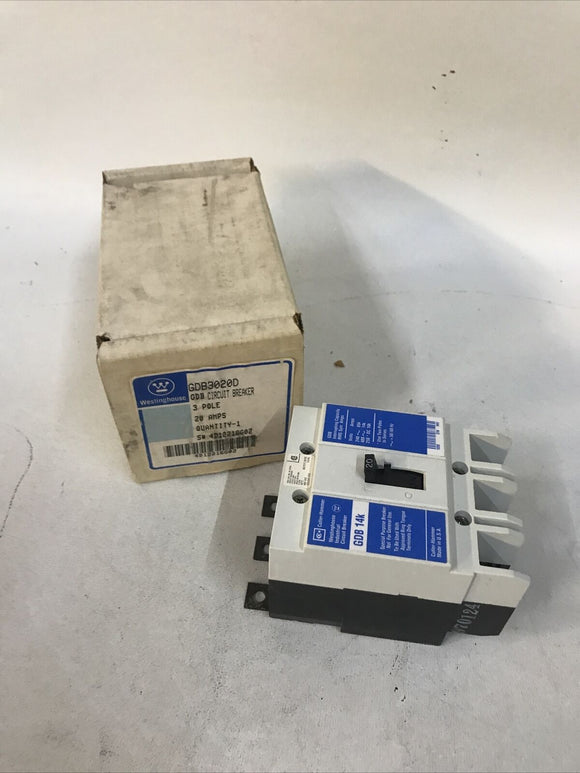 Cutler-Hammer GDB3020D, Industrial Circuit Breaker 480VAC, 125/250VDC 20A 3-Pole