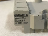 SQUARE D 8501NR34 10 AMP 300 V Relay Base Socket Din Rail Mount 1628X 20 AMP Max