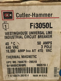 Cutler Hammer FI3050L Universal Line Circuit Breaker 3 Pole 50A 440VAC