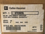 Cutler Hammer HFB3020L Circuit Breaker 20 Amp 3 Pole 600VAC Type HFB