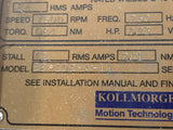 Kollmorgen EB-102-A-11-005 Brushless Servo Motor 7500 RPM 250 Hz 230V