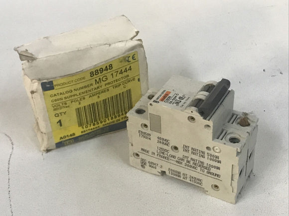 Merlin Gerin Multi-9 C60N C20 2-Pole Circuit Breaker 480V 5A Type C Curve
