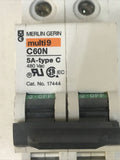 Merlin Gerin Multi-9 C60N C20 2-Pole Circuit Breaker 480V 5A Type C Curve