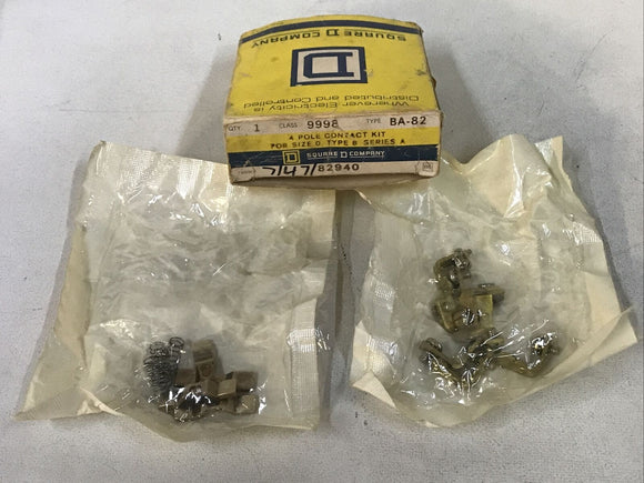 Square D Class 9998 Type BA82 BA-82 Contact Kit 4 Pole Size 0 Type B Series A