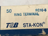 *BOX OF 50* Thomas & Betts Sta-Kon RC10-6 Ring Terminals 12-10AWG CU