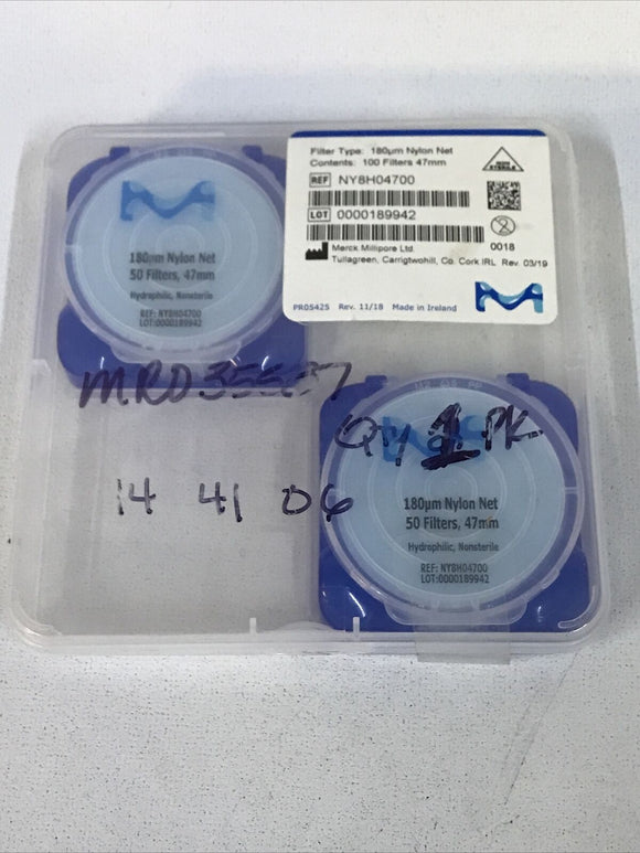 *PACK OF 100* Merck Millipore NY8H04700 Nylon Mesh Filter Membrane 47mm 180um