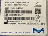 *PACK OF 100* Merck Millipore NY8H04700 Nylon Mesh Filter Membrane 47mm 180um