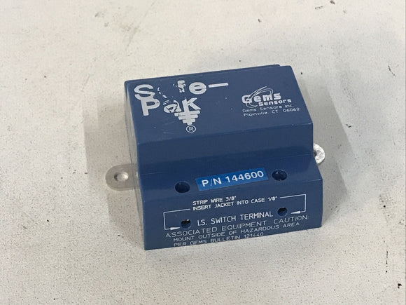 Gems Sensors 144600 I.S. Switch Terminal 120VAC 4VA N.O.