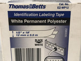 *SEALED* Thomas & Betts EZ-WP12 1/2” / 12mm White Polyester Labeling Tape