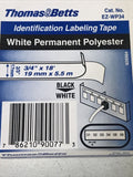 *SEALED* Thomas & Betts EZ-WP34 3/4” / 19mm White Polyester Labeling Tape