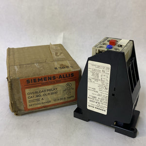 Siemens-Allis OLR2000 Overload Relay 12.5-20 Amp Class 10 500V Max