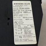 Siemens-Allis OLR2000 Overload Relay 12.5-20 Amp Class 10 500V Max