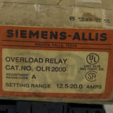 Siemens-Allis OLR2000 Overload Relay 12.5-20 Amp Class 10 500V Max