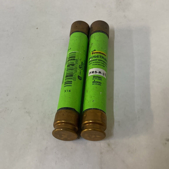 Bussmann FRSR3 Fuse 3A 600V Dual Element Time Delay Energy Efficient Lot Of 2