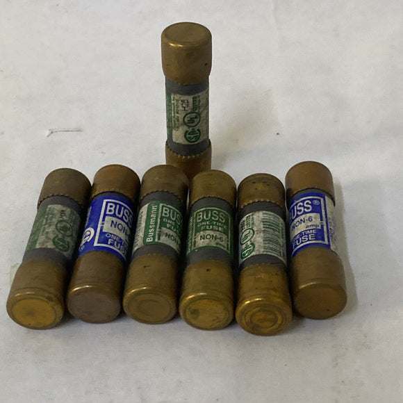 Buss Fuse NON6 6 Amp Fuse ONE TIME  250VAC Lot Of 7
