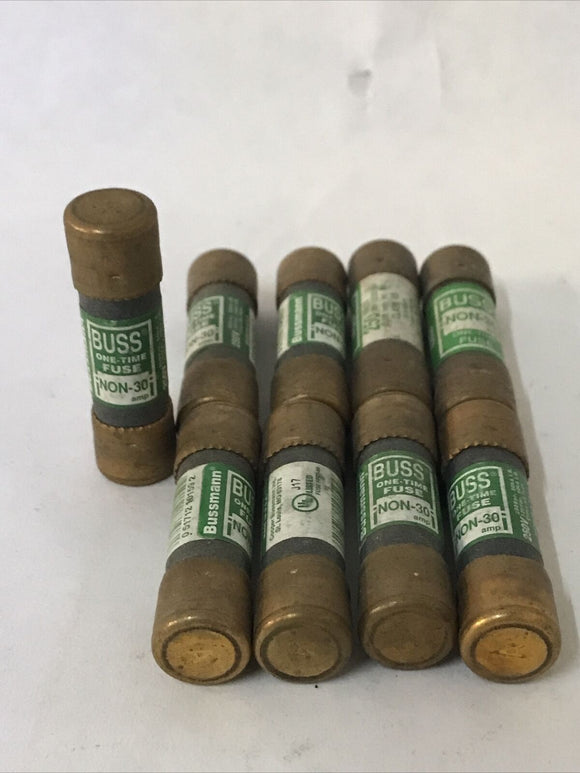 Buss Fuse NON30 30 Amp Fuse ONE TIME  250VAC Lot Of 9