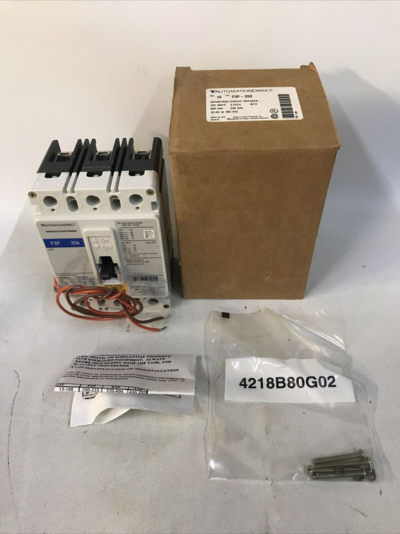 Automation Direct F3P-200-UVAC 200A 3P 600VAC/250VDC 35kA@480AC UVH1LA08 Breaker