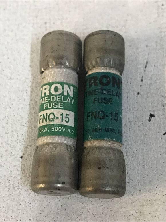 *LOT OF 2* Bussmann Tron FNQ-15 15A 500Vac Time-delay Fuse