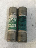 *LOT OF 2* Bussmann Tron FNQ-15 15A 500Vac Time-delay Fuse