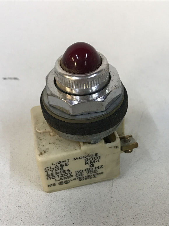 Square D 9001KM1 Ser. G  Standard Pilot Light Class9001 Type KM-1, Red lens 120V