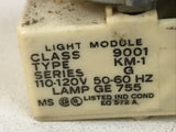 Square D 9001KM1 Ser. G  Standard Pilot Light Class9001 Type KM-1, Red lens 120V