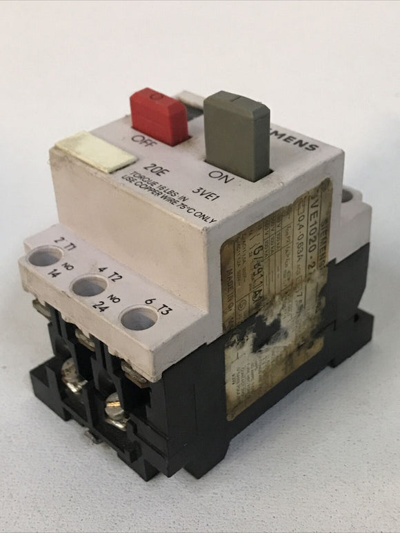 Siemens 3VE1020-2E Motor Starter Circuit Breaker 0.4-0.63A 3 Pole