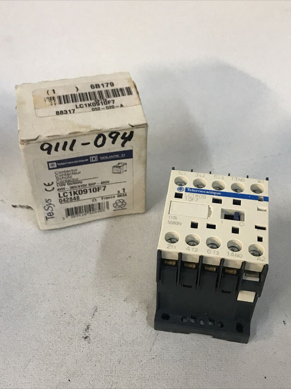 Schneider LC1K0910F7 Electric Miniature Contactor 110V 20A 4kW-380/415V 5HP-480V