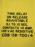 Potter & Brumfield CDB-38-70014 Adjustable Time Delay 0.1-10 Sec. 10A 120VAC