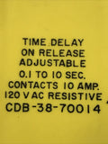 Potter & Brumfield CDB-38-70014 Adjustable Time Delay 0.1-10 Sec. 10A 120VAC