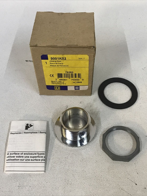 Square D 9001K52 CLASS 9001 TYPE K-52 Ser. F Round Chrome Plated Closing Plate