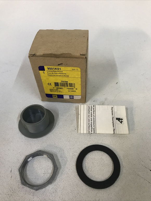 Square D 9001K51 CLASS 9001 TYPE K-51 Ser. G Round Gray Closing Plate